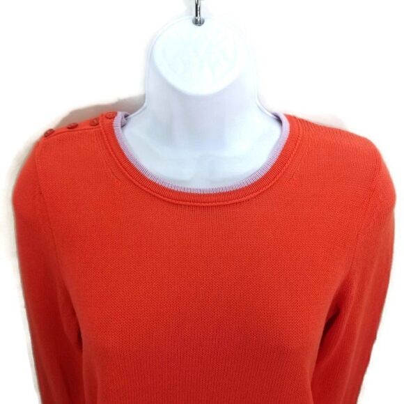 Moth Anthropologie Small Red Pink Trim Shoulder Button Accent Pullover Sweater - Picture 3 of 11